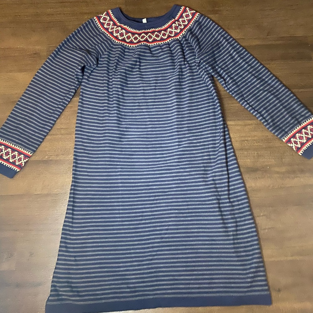 Hanna Andersson Blue Cotton Striped Dress - L